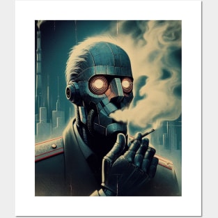 vintage robot smoking Posters and Art